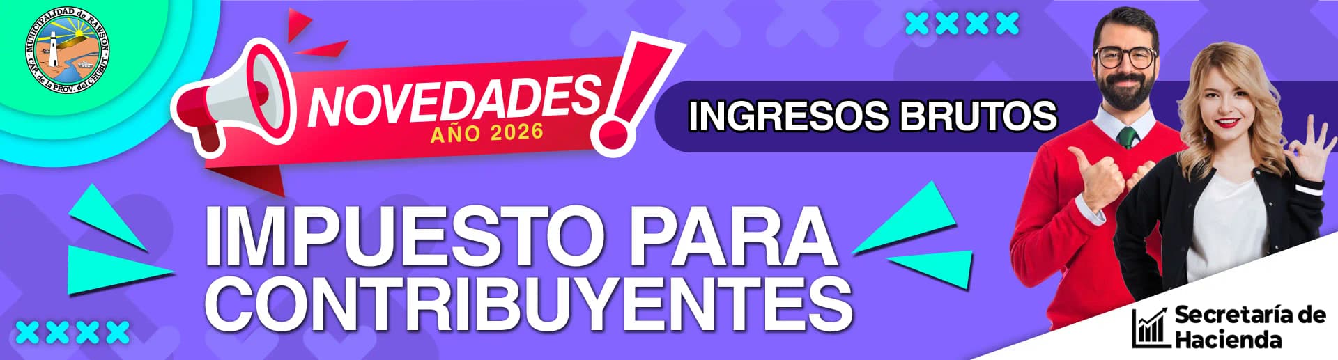 Banner (Imagen) Municipalidad de Rawson Chubut que muestra aviso sobre el impuesto para contribuyentes