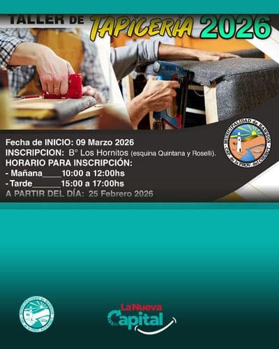 Imagen del carrusel que muestra la noticia o novedad INSCRIPCIONES ABIERTAS PARA EL TALLER DE TAPICERÍA EN RAWSON